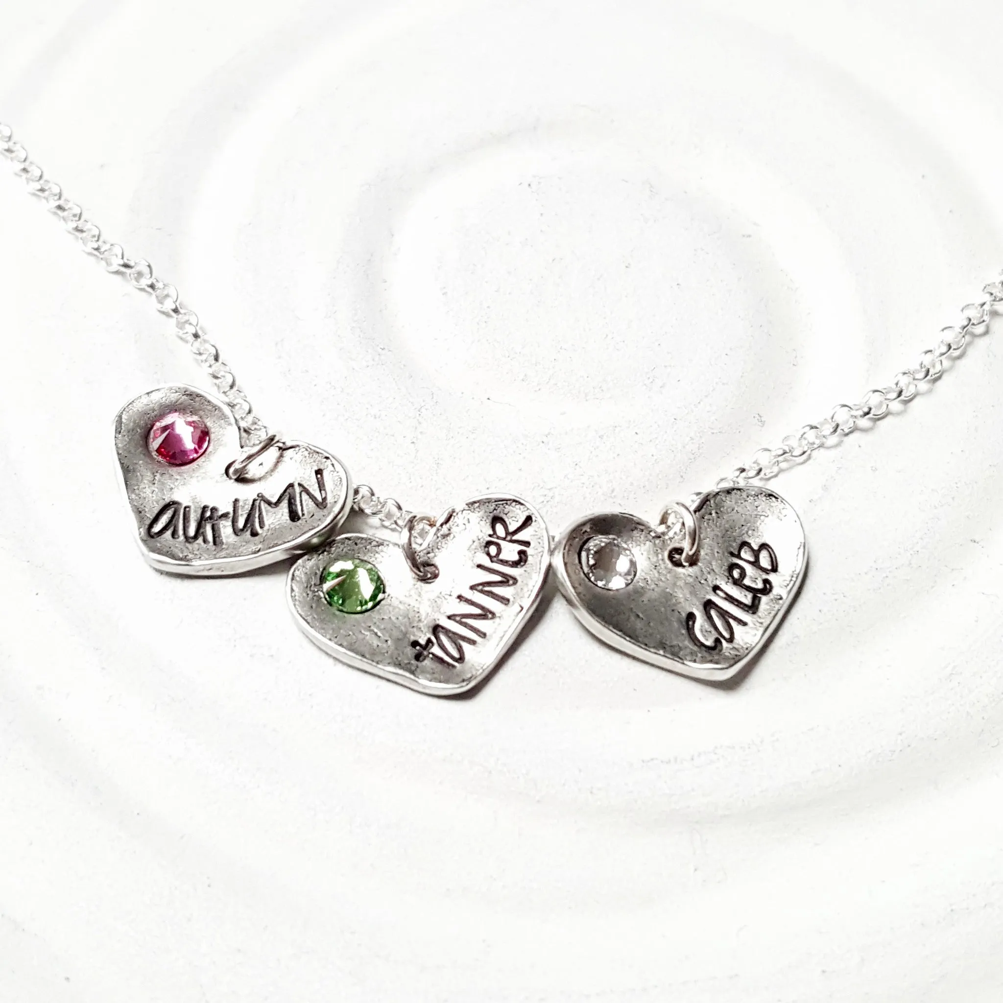 Fixed Heart Necklace | Birthstone Name Necklace