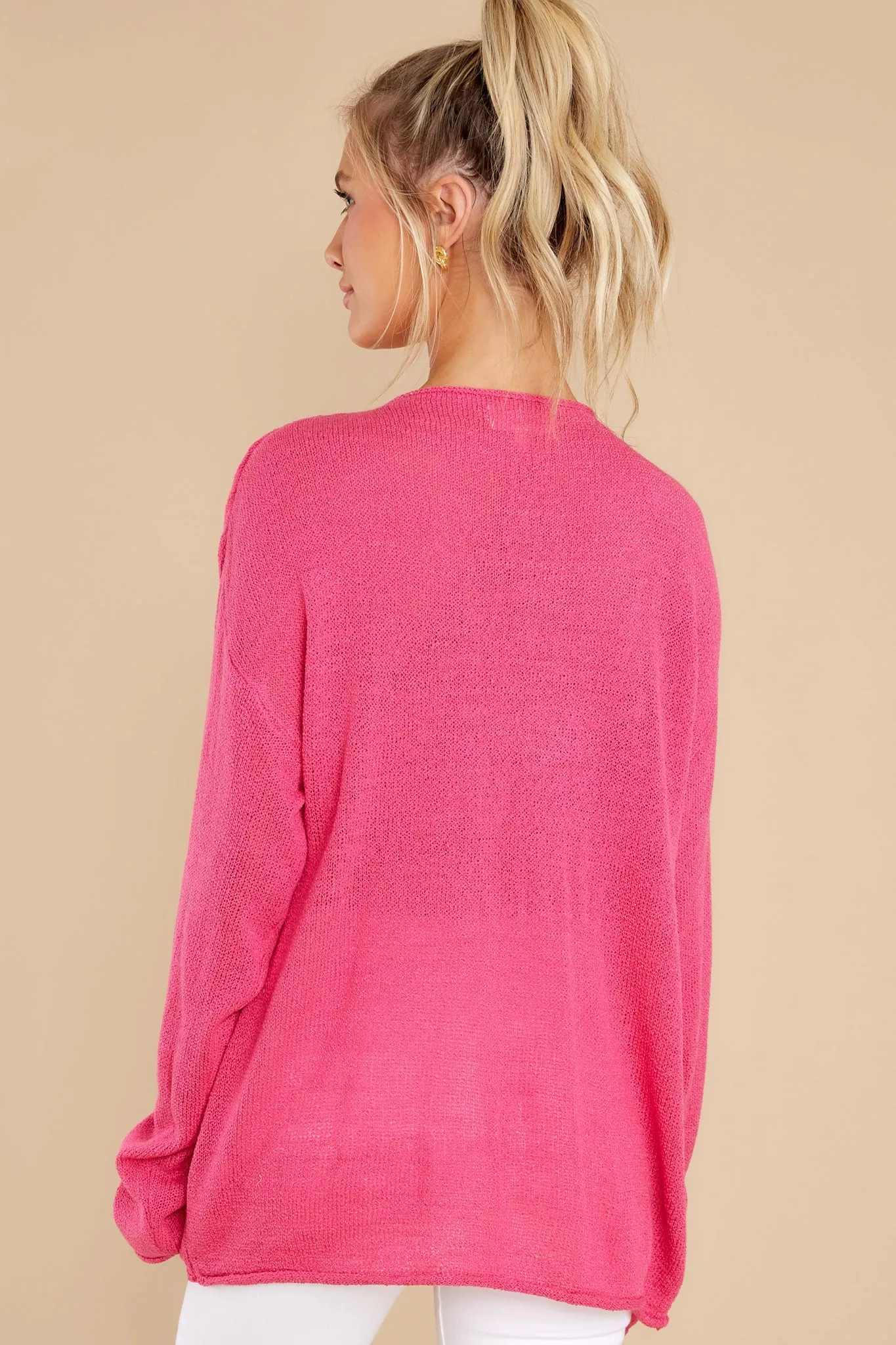 Fly To The Moon Hot Pink Sweater