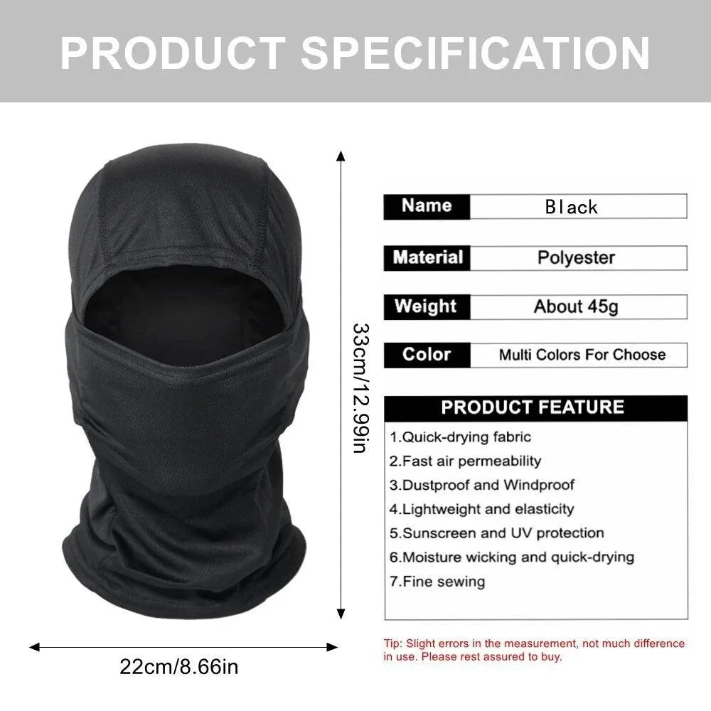 FULL VISOR SUMMER BALACLAVA (LARGE) - BLACK