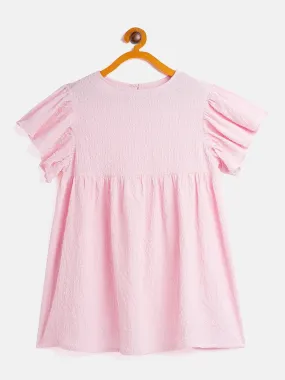 Girls Pink Seer Sucker Boxy Dress