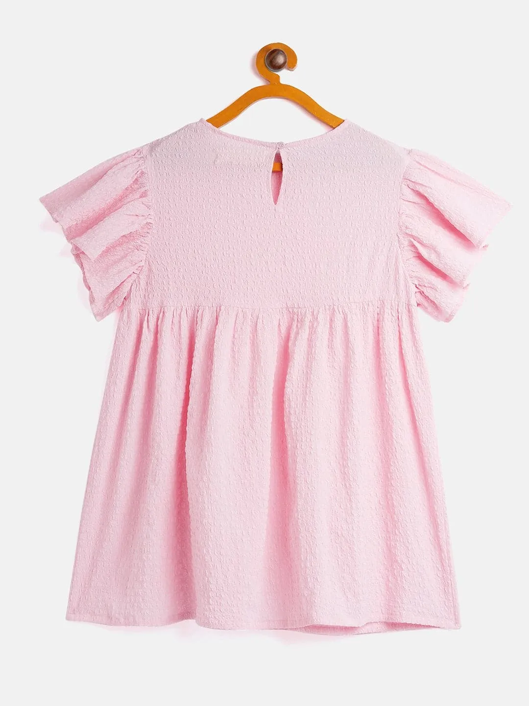 Girls Pink Seer Sucker Boxy Dress