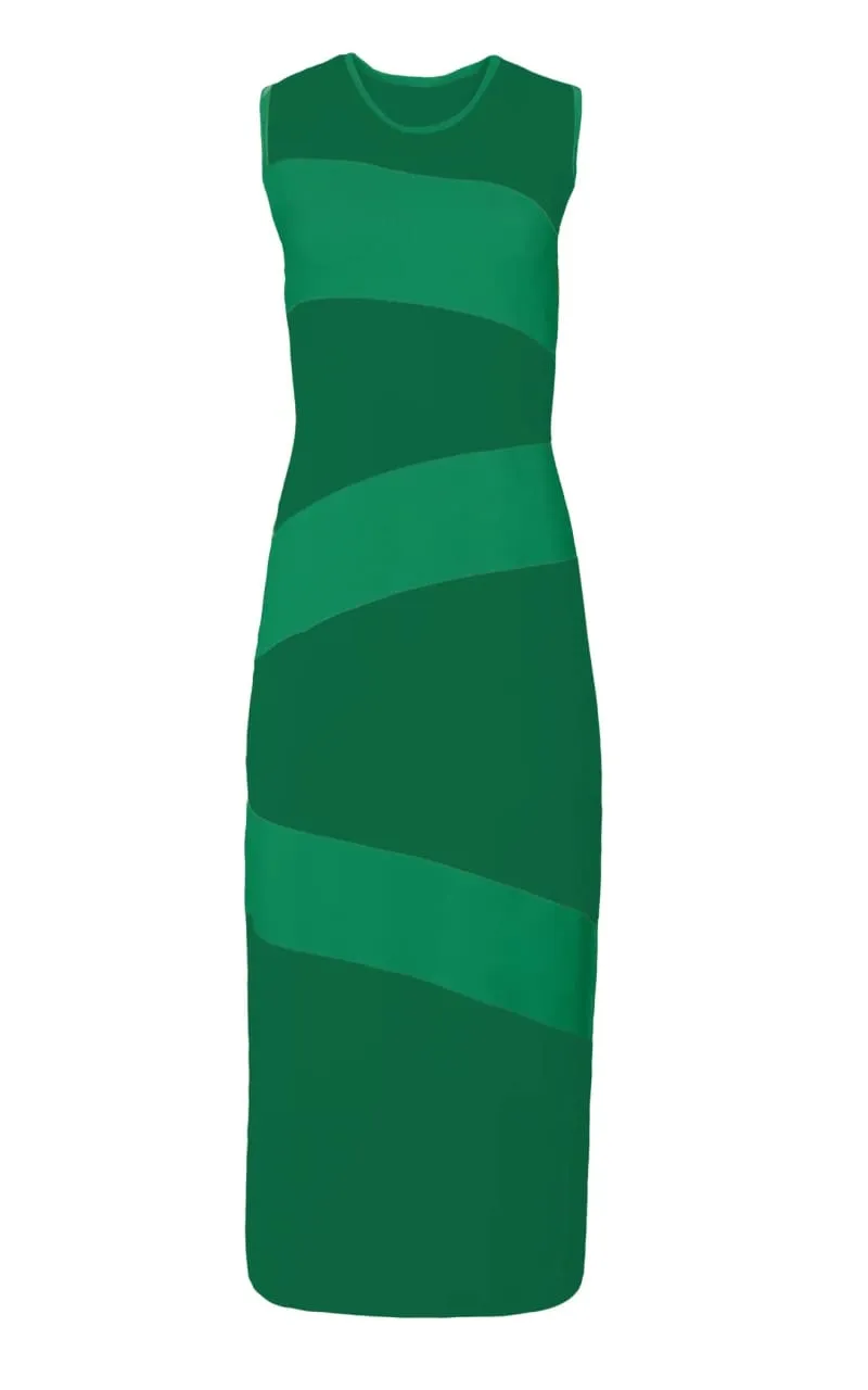 Hilary Macmillan- Swirl Knit Dress in green