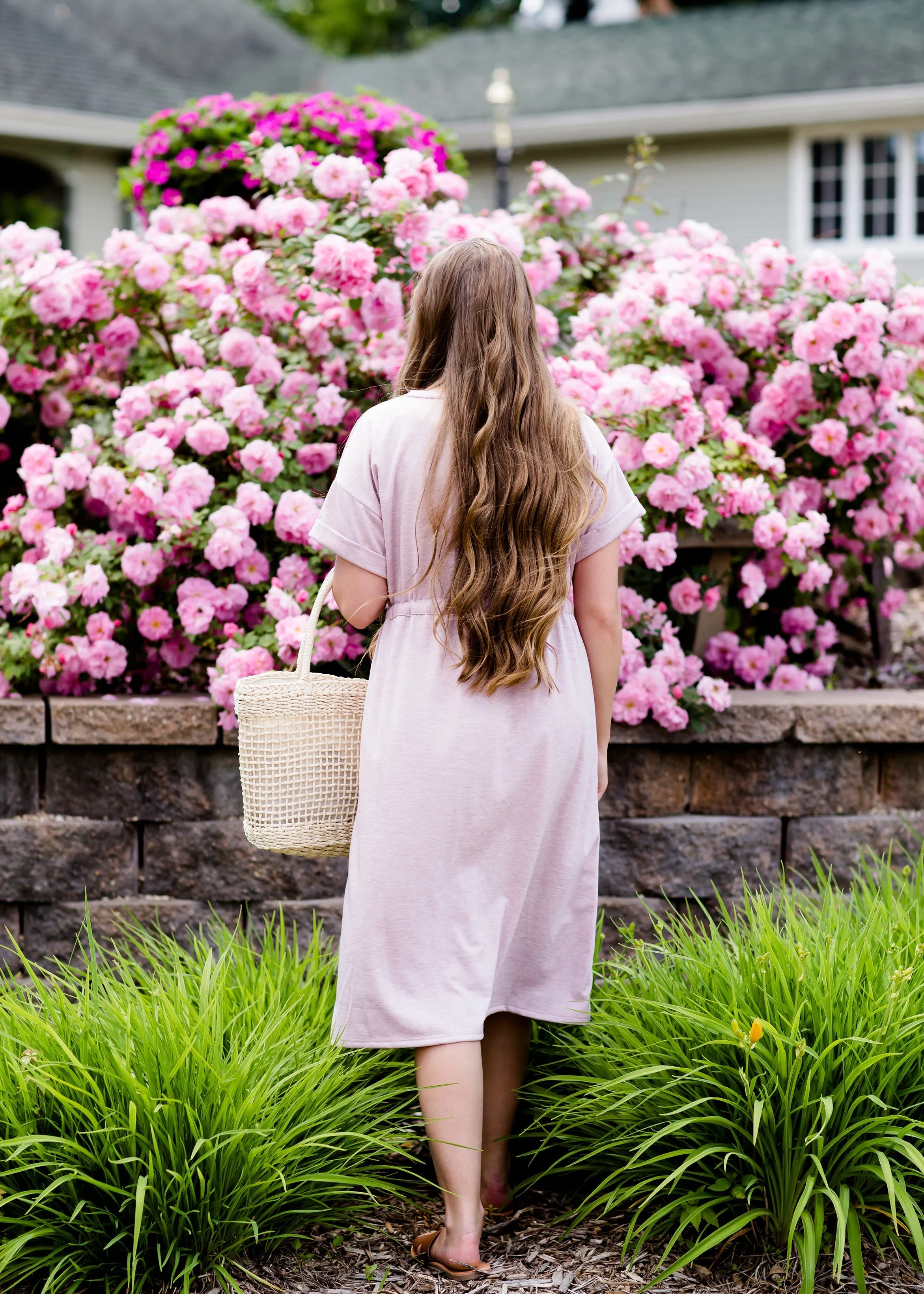 Jersey Knit Pocket Midi Dress