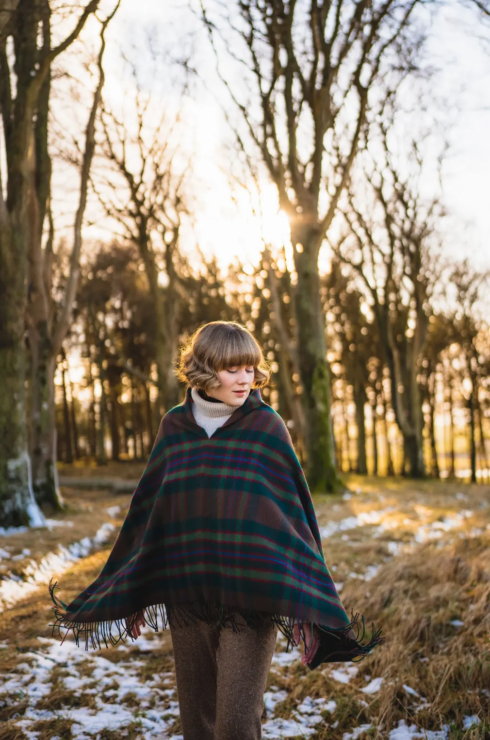 John Muir Way Tartan Lambswool Poncho