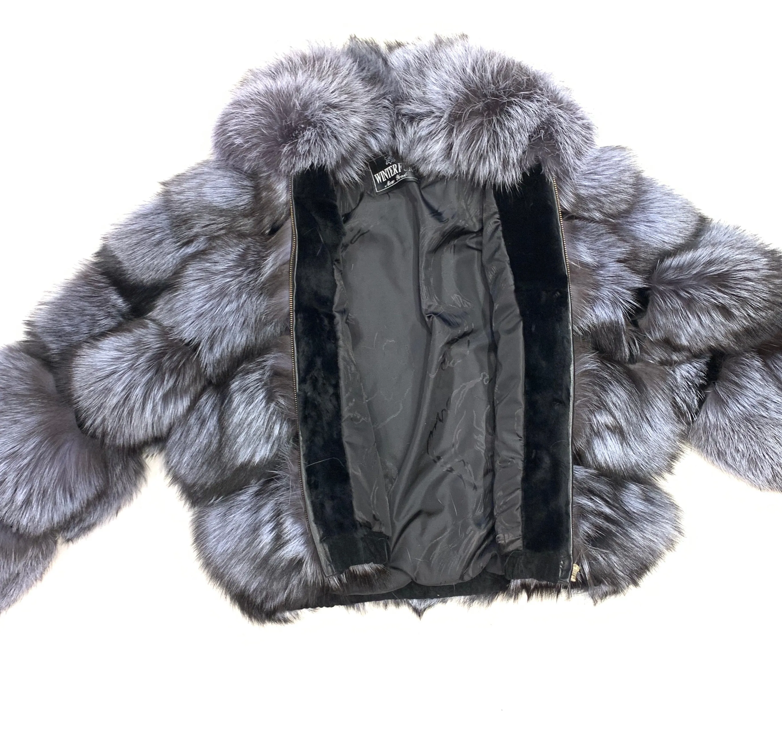 Kashani Women's Grey Spliced Fox Fur Coat