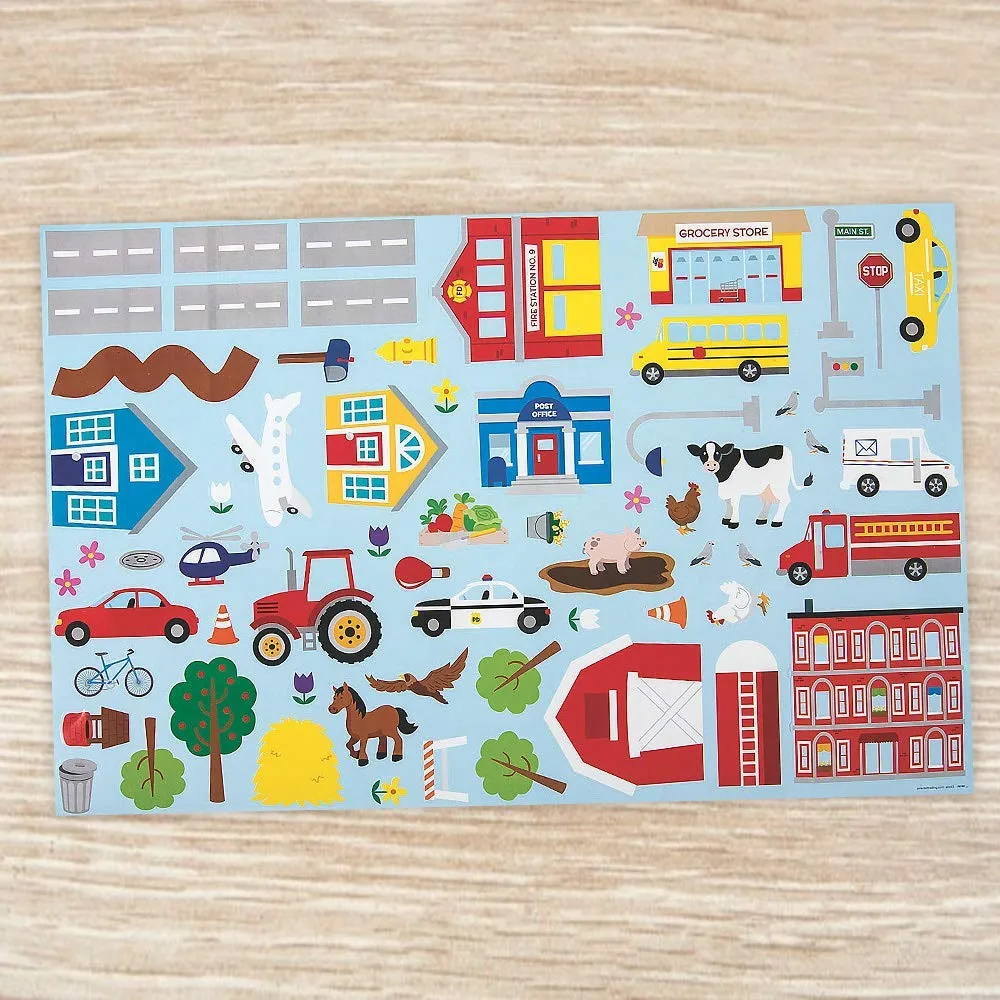 Kicko Make a Rural and Urban Sticker - Set of 12 Huge Stickers Scene for Birthday Treat