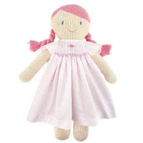 Knit Girl Doll with Pink Dot Smocked Dress