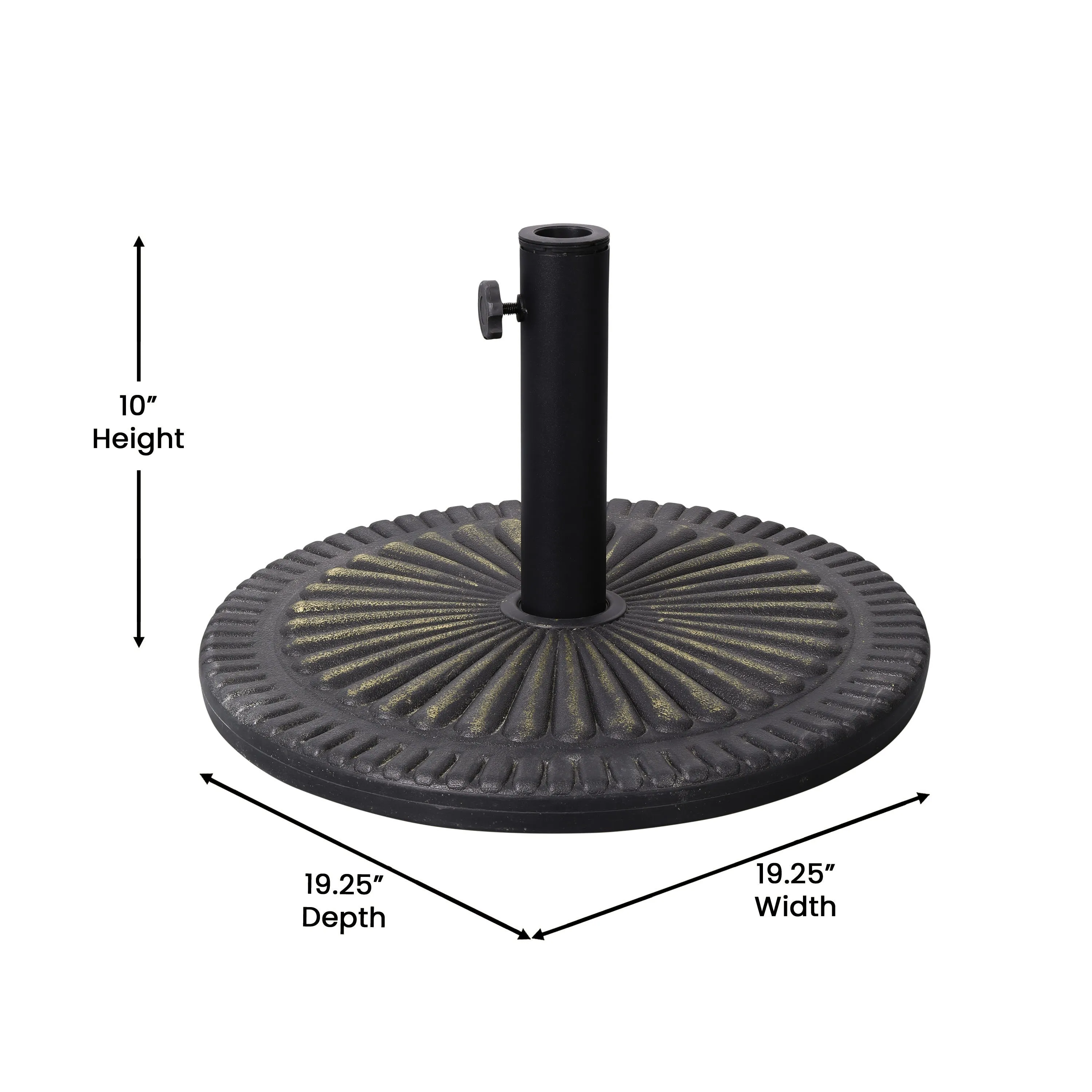 Kona Universal Cement Patio Umbrella Base with Sunburst Patterned Weatherproof Plastic Polymer Coating