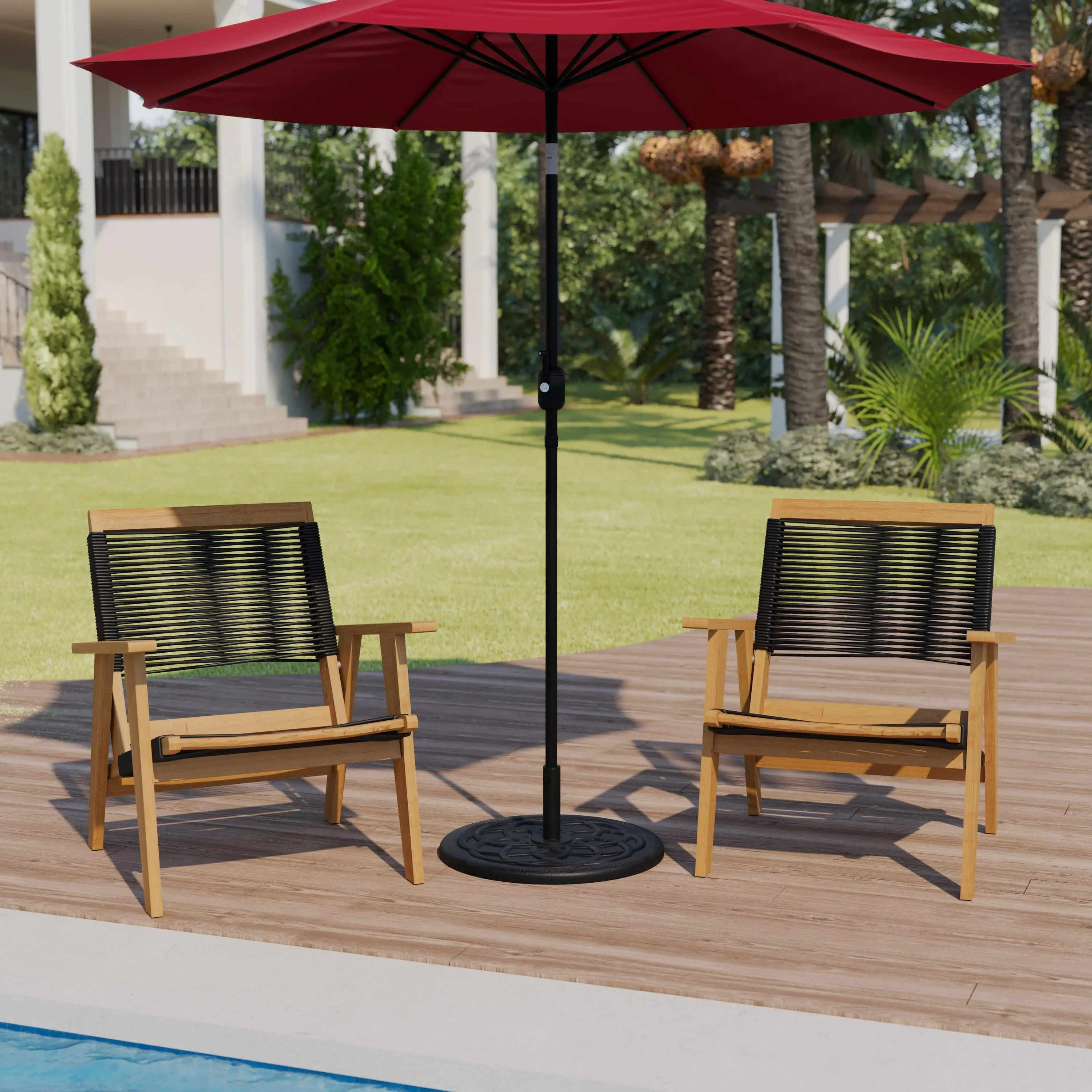 Kona Universal Cement Patio Umbrella Base with Weatherproof Plastic Polymer Coating - 19.25" Diameter