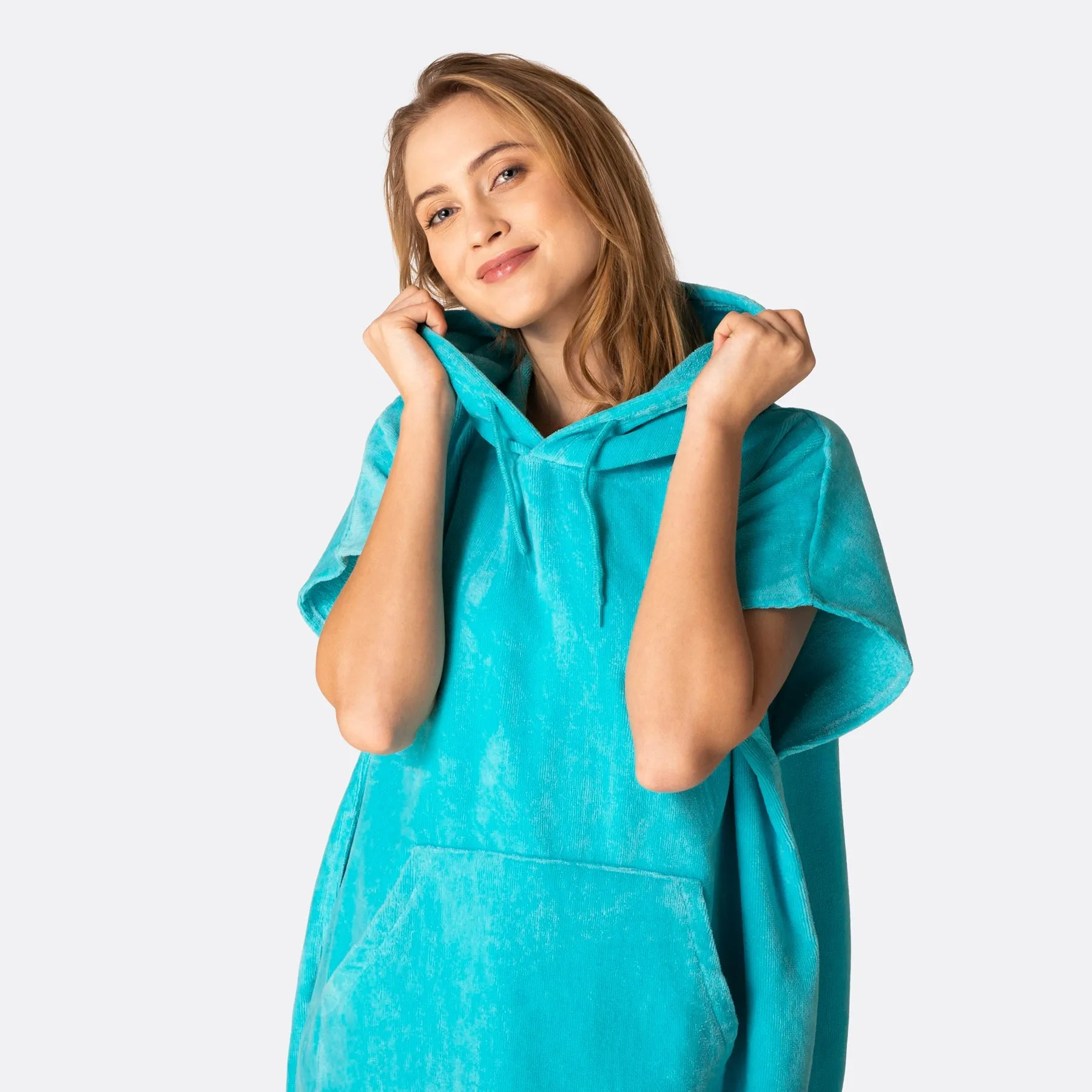 Korallenblauer Badeponcho