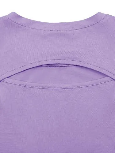 LASLULU Womens Workout Top Sleeveless Sport Shirts Flowy Crop Casual Tunic Tops Athletic Muscle Tank Running Yoga Tank Top Gym Crop Top for Teen Girls(Purple Medium)