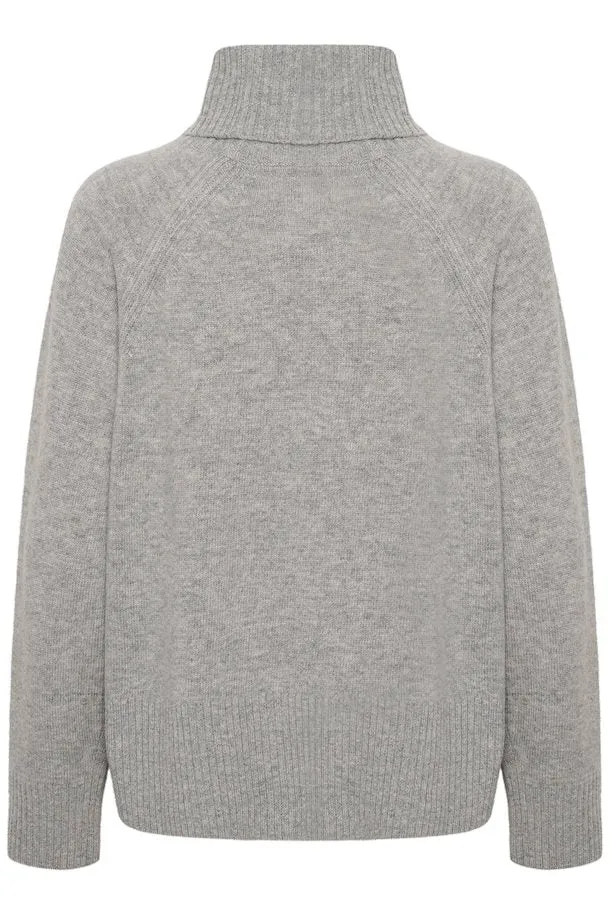 Leighton Polo Neck Sweater Melange Grey