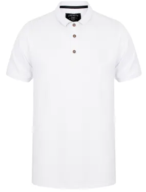 Lewisham Cotton Pique Polo Shirt In Optic White - Kensington Eastside