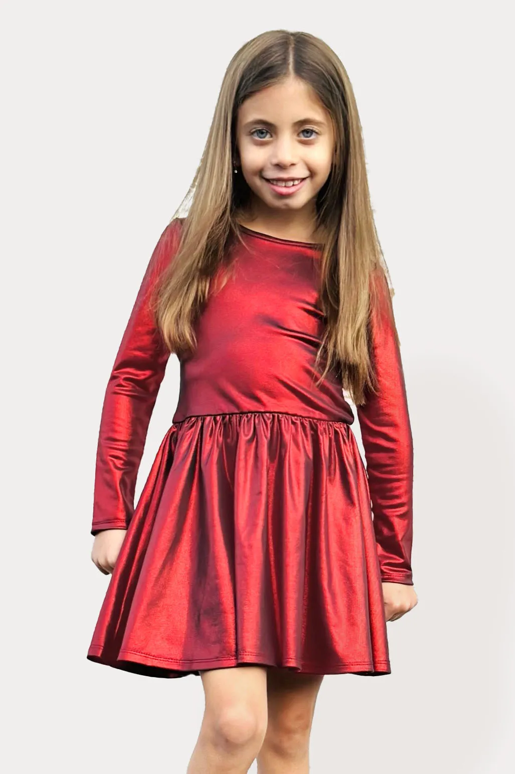 Long Sleeve Cross-Back Be Happy Dress - Red Foil