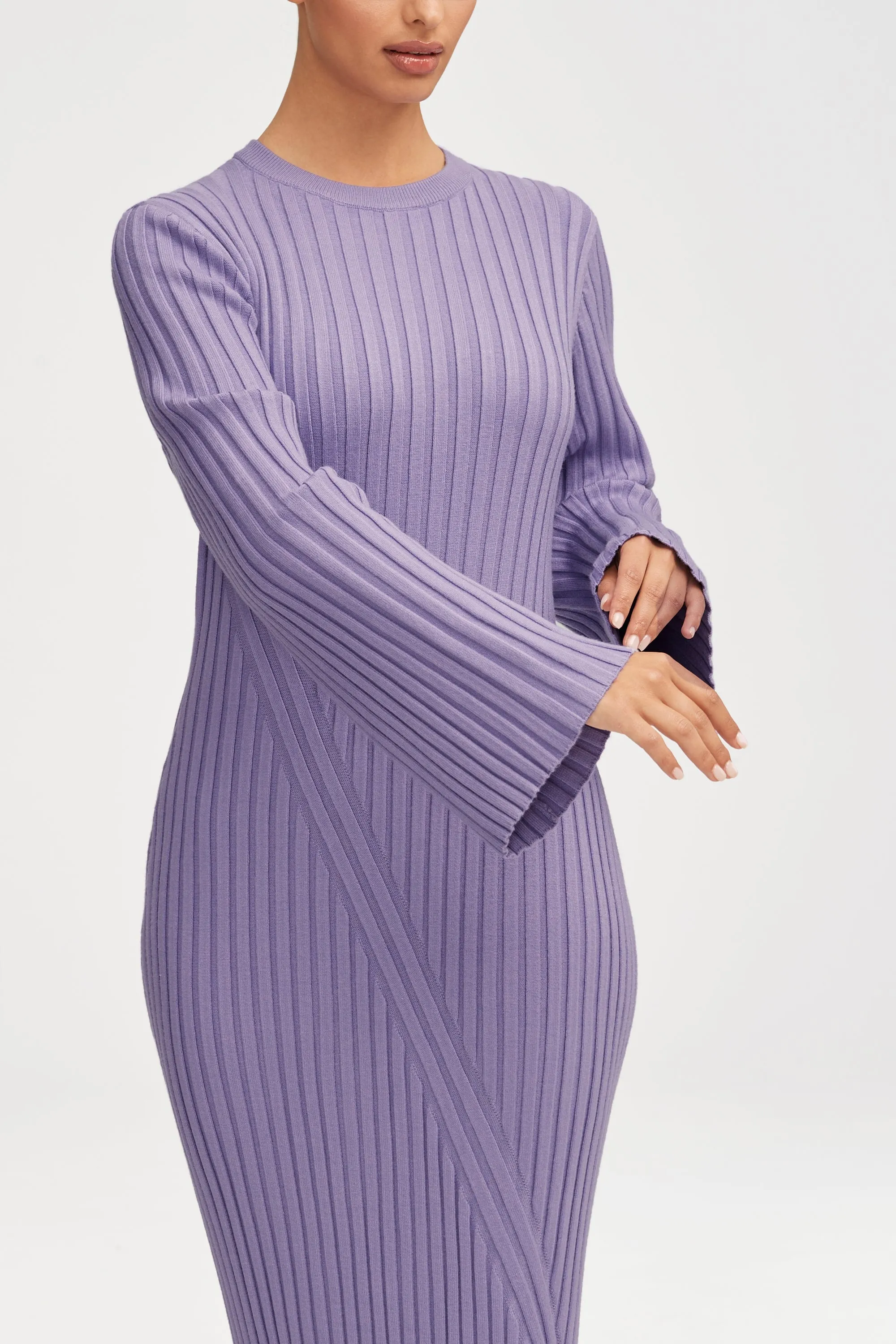 Melanie Ribbed Knit Maxi Dress - Lavender