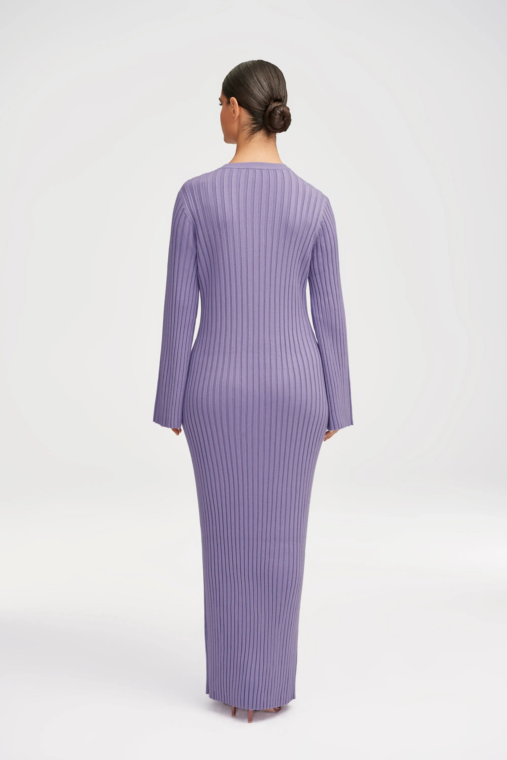 Melanie Ribbed Knit Maxi Dress - Lavender