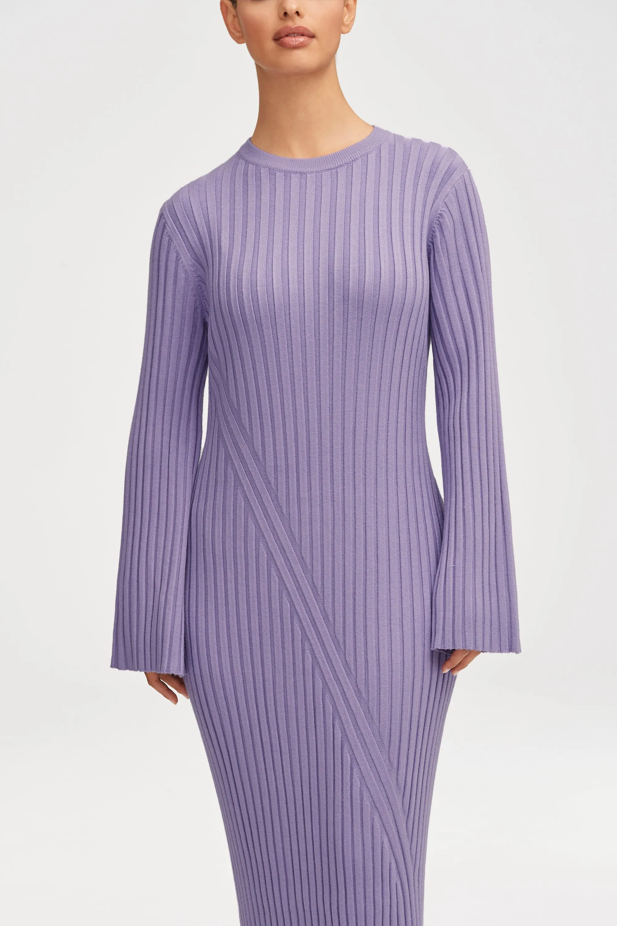 Melanie Ribbed Knit Maxi Dress - Lavender