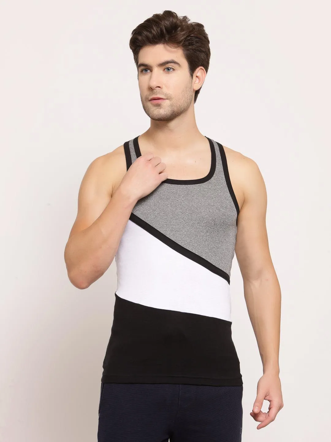 Men's 3-Colour Panel Gym Vest Pack Of 2 - (Burgundy & Black)