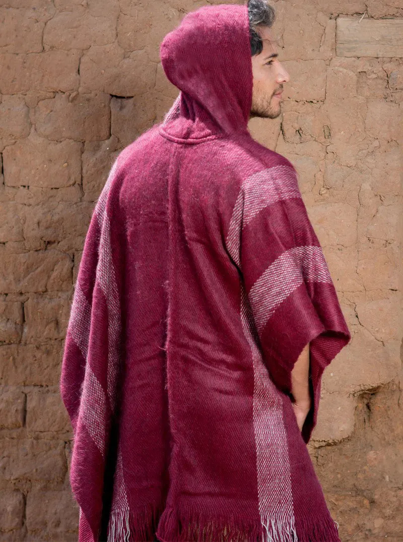 Men's Burgundy Poncho