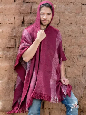 Men's Burgundy Poncho