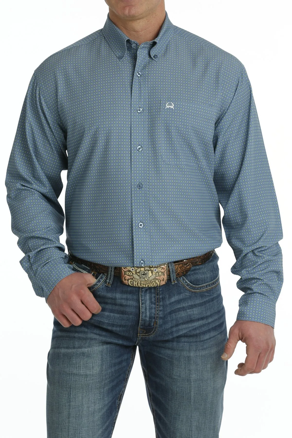 Men's Cinch Arenaflex Blue Long Sleeve Button Down Shirt