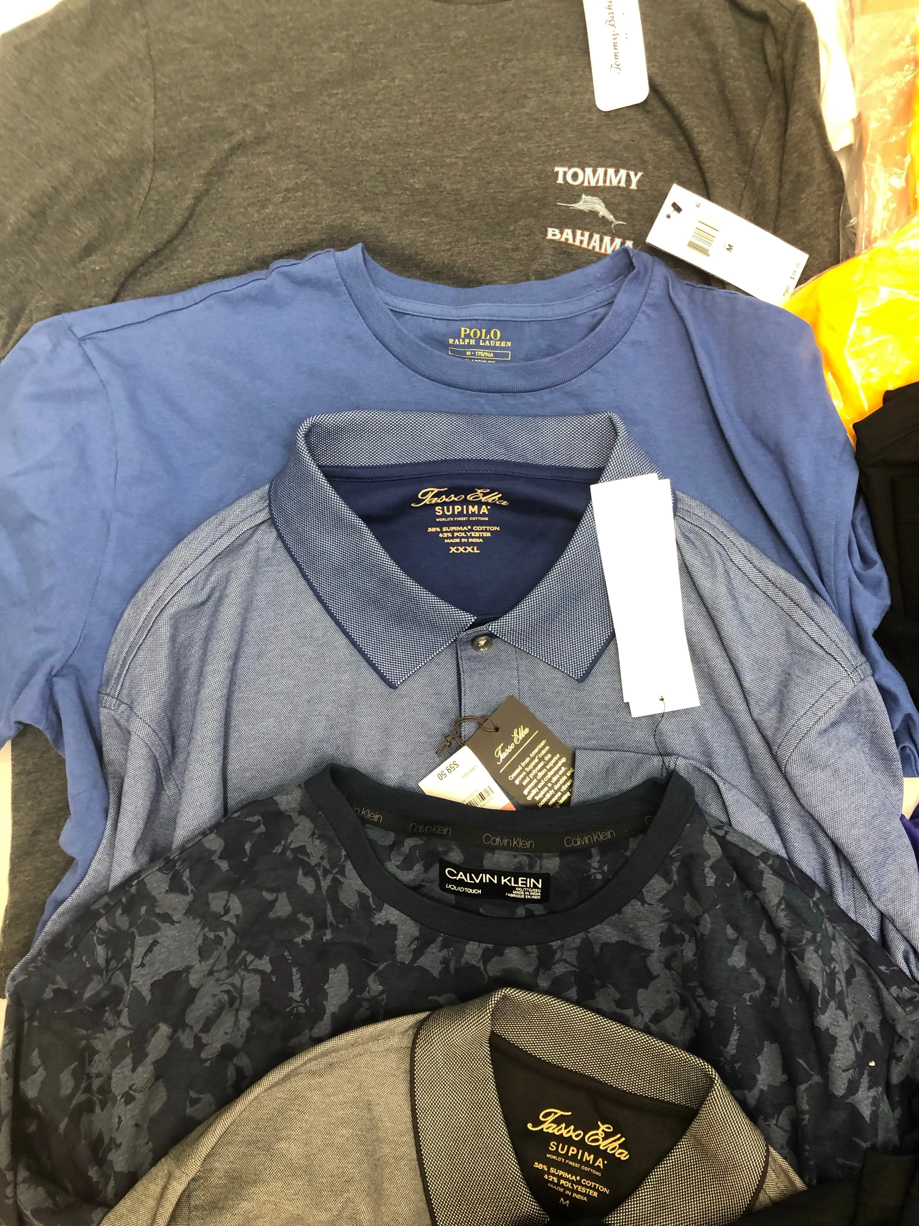 Men's Clothing Top Wholesale Lot, Puma, Adidas, Levi's, Nike, Tommy Bahama, Calvin Klein, Tasso Elba, Guess, and more, 23 Units, Shelf Pulls, MSRP $808.57