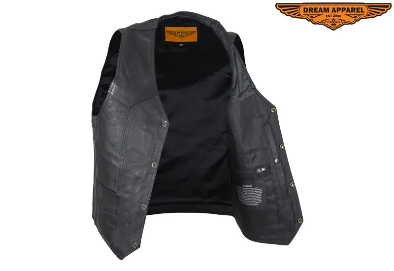 Mens Plain Cowhide Leather Vest