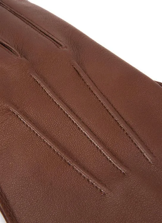 Men's Three-Point Wool Blend-Lined Leather Gloves