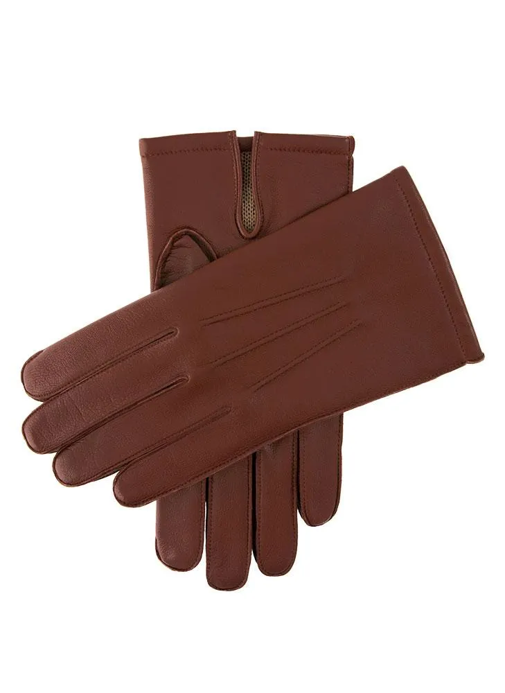 Men's Three-Point Wool Blend-Lined Leather Gloves