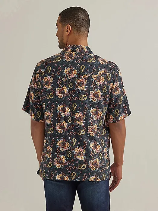 Men's Wrangler Coconut Cowboy Bull Floral Short Sleeve Snap Shirt