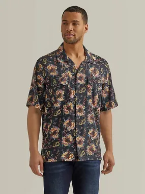 Men's Wrangler Coconut Cowboy Bull Floral Short Sleeve Snap Shirt