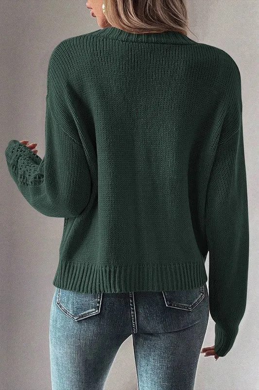 Open Knit Drop Shoulder Cardigan