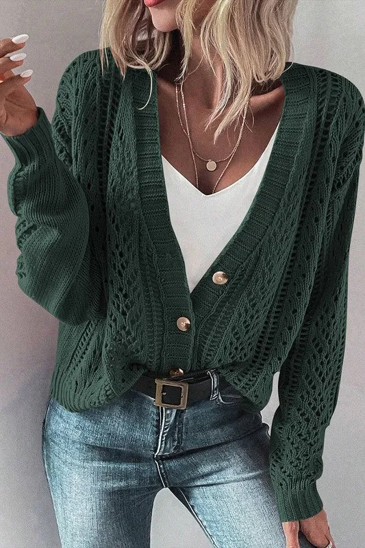 Open Knit Drop Shoulder Cardigan