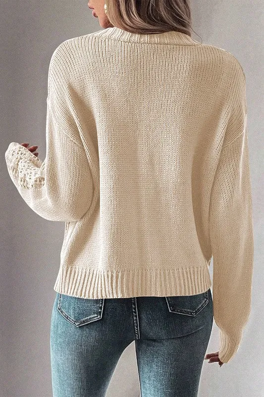 Open Knit Drop Shoulder Cardigan