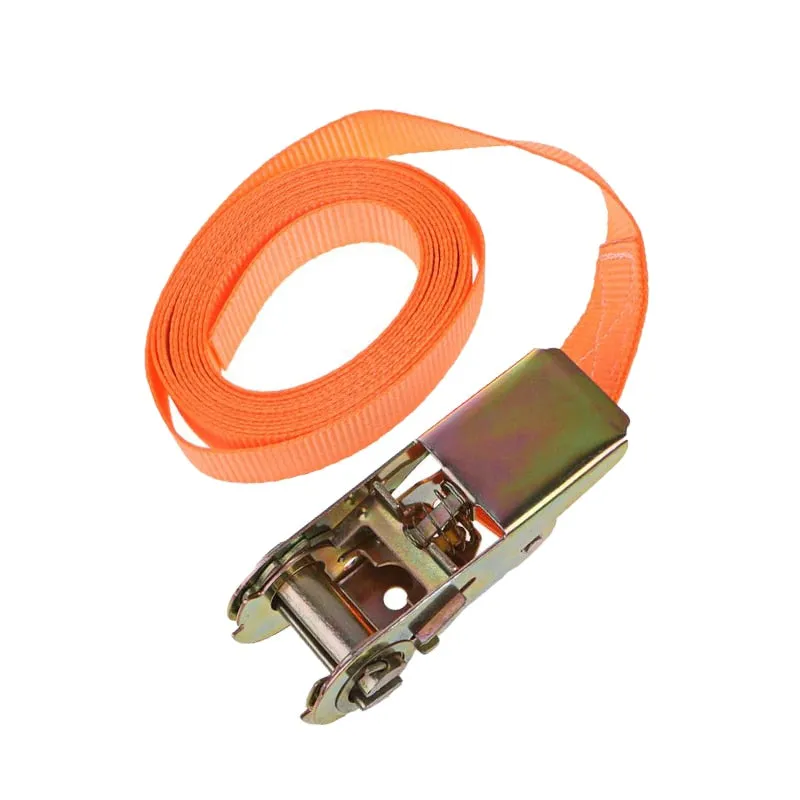 Orange Porable Heavy Duty Tie Down Cargo Strap Luggage Lashing Strong Ratchet Strap Belt With Metal Buckle