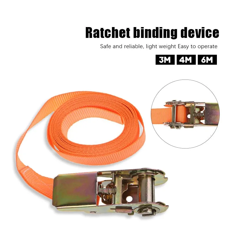 Orange Porable Heavy Duty Tie Down Cargo Strap Luggage Lashing Strong Ratchet Strap Belt With Metal Buckle