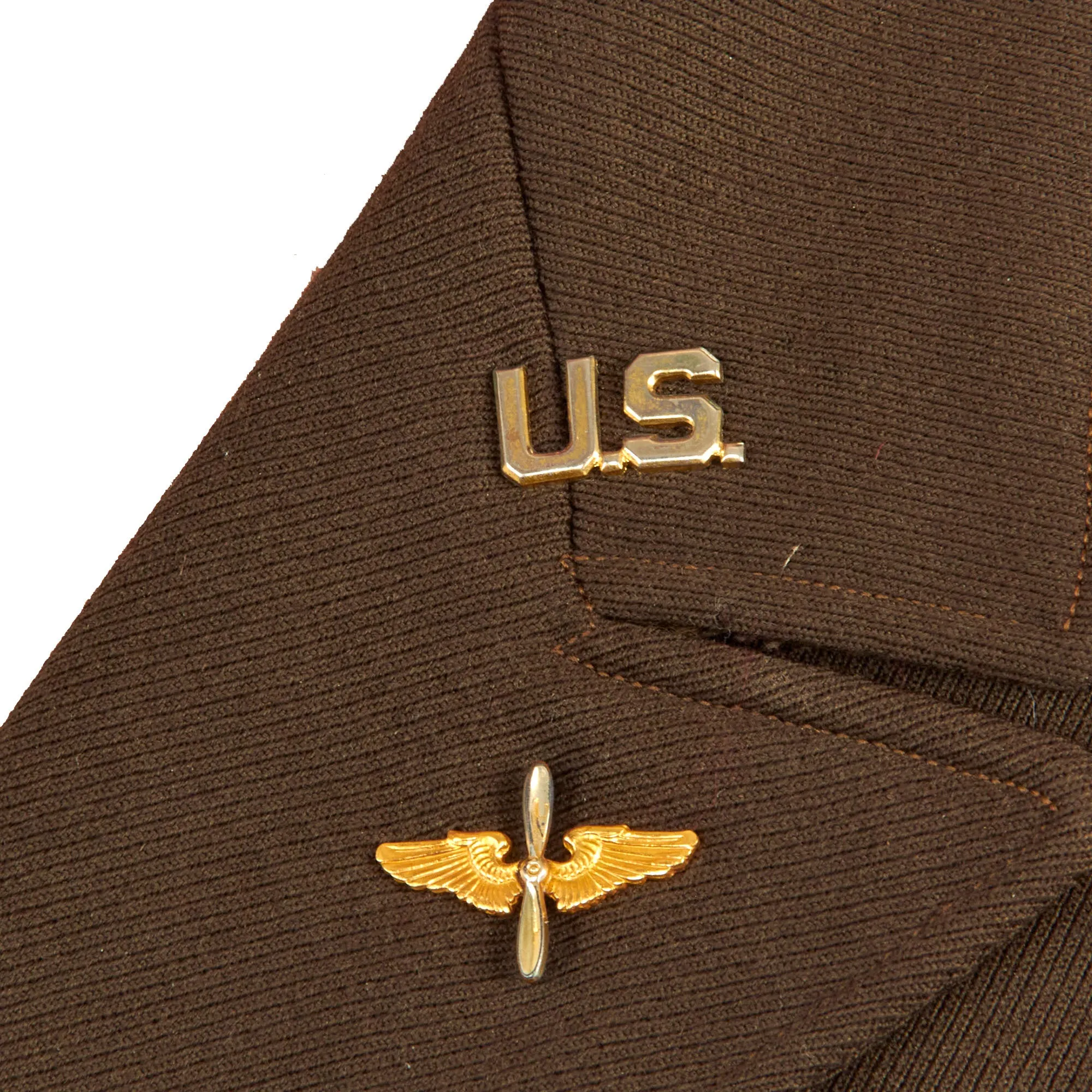 Original U.S. WWII 8th Army Air Forces Custom Tailored Ike Jacket With English Made Insignia and Bullion Hand Embroidered Combat Air Crew Wings