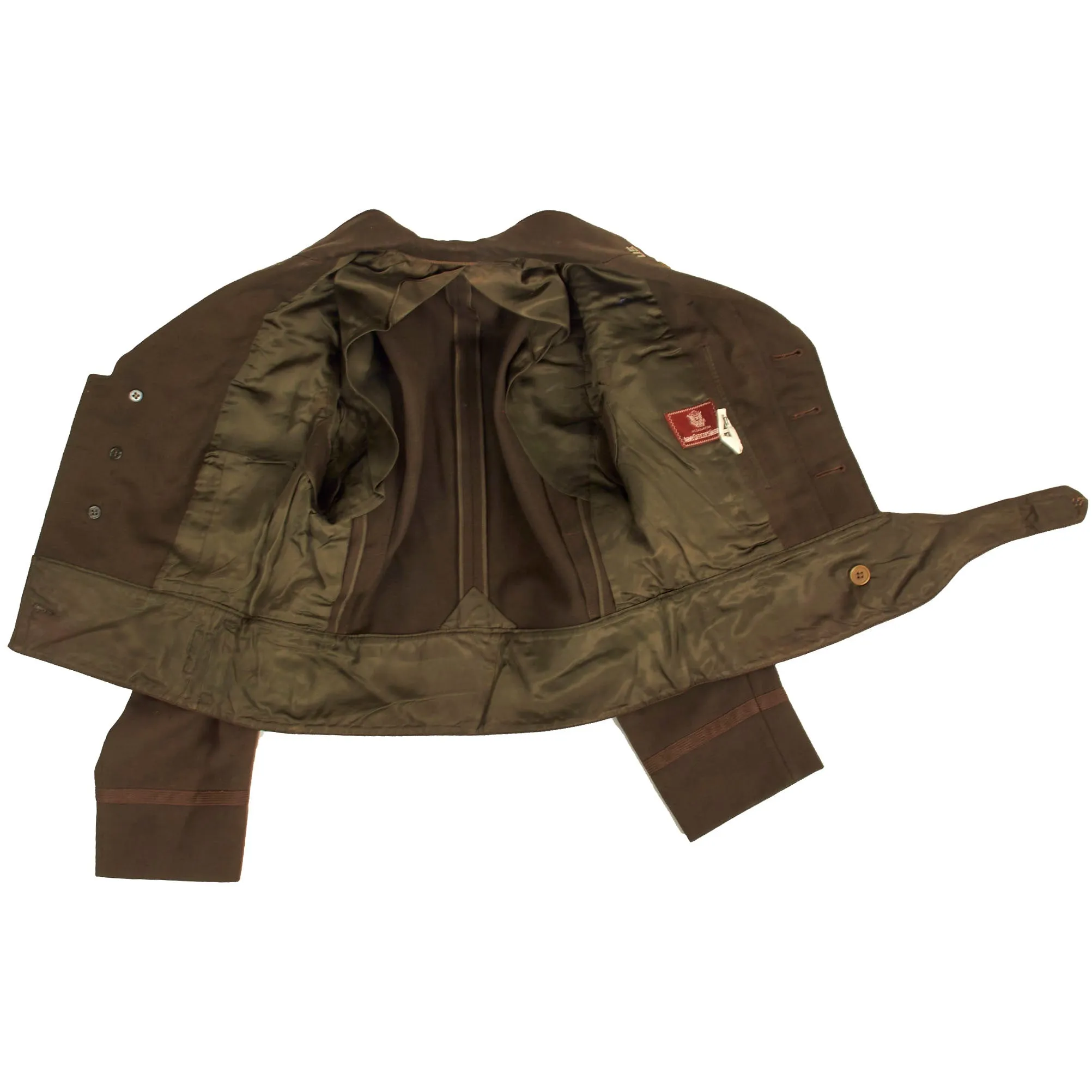 Original U.S. WWII 8th Army Air Forces Custom Tailored Ike Jacket With English Made Insignia and Bullion Hand Embroidered Combat Air Crew Wings