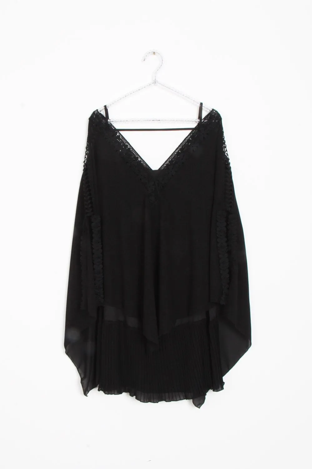 Oversized Crochet Layered Slit Kaftan Vest Top