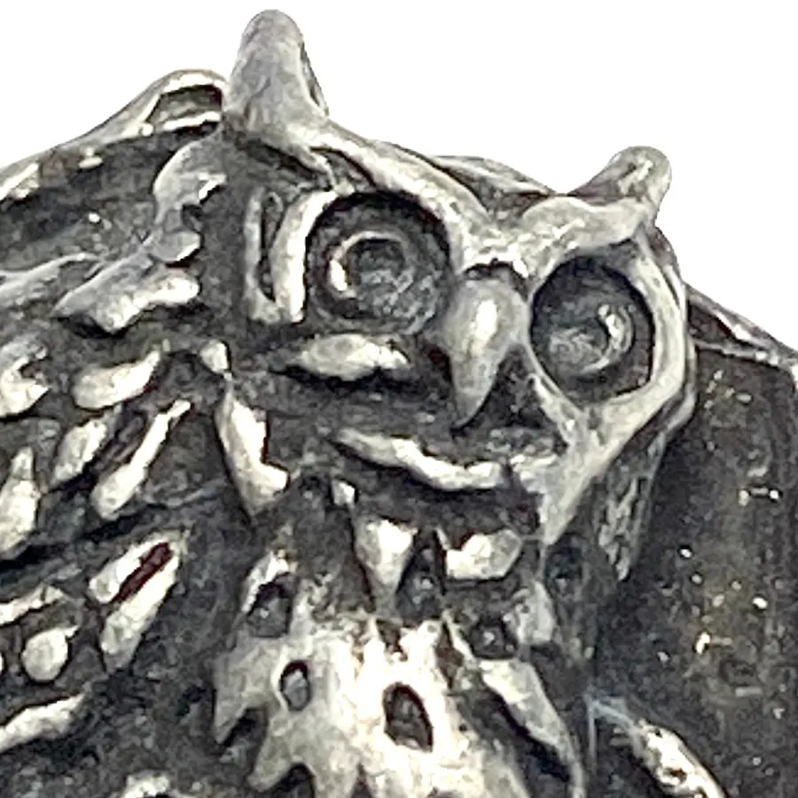 Owl Button, Pewter, 7/8", Shank Back, 23mm, USA-Made  # SW-302