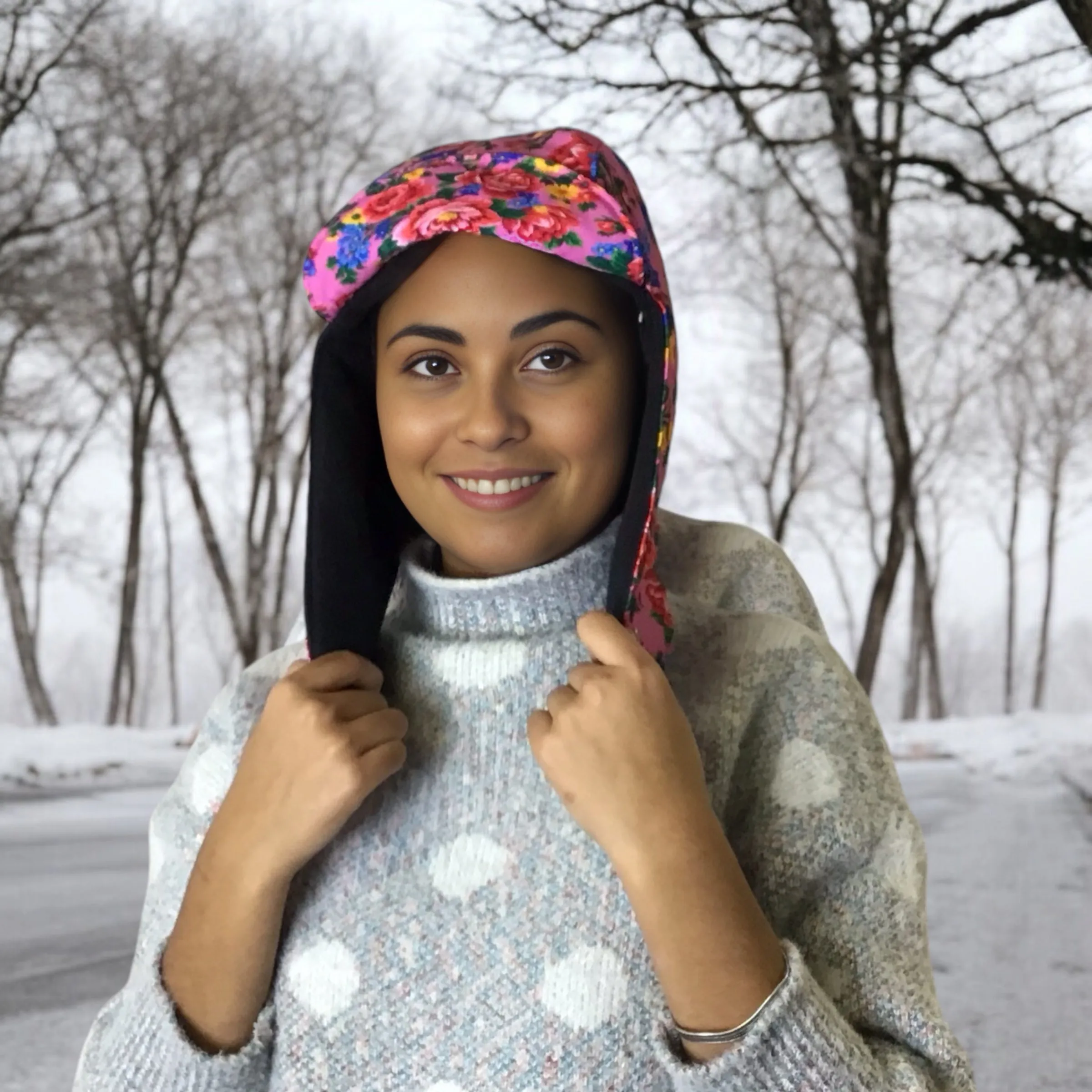 Pink Kookum Hat with Drop-Down Ears