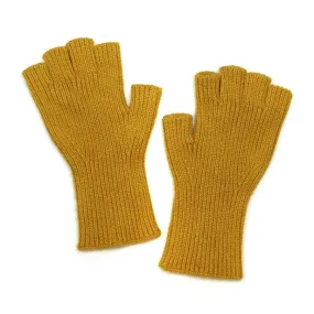 POM One Size Mustard Yellow Ribbed Knit Long Fingerless Gloves