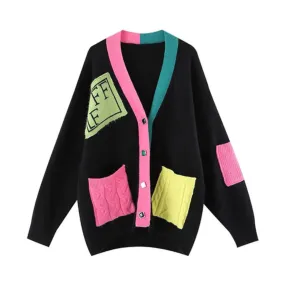 Pre Order:  Color Play Patches Knitted Cardigan