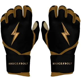 PREMIUM PRO GOLD SERIES Long Cuff Batting Gloves - Gold BLACK