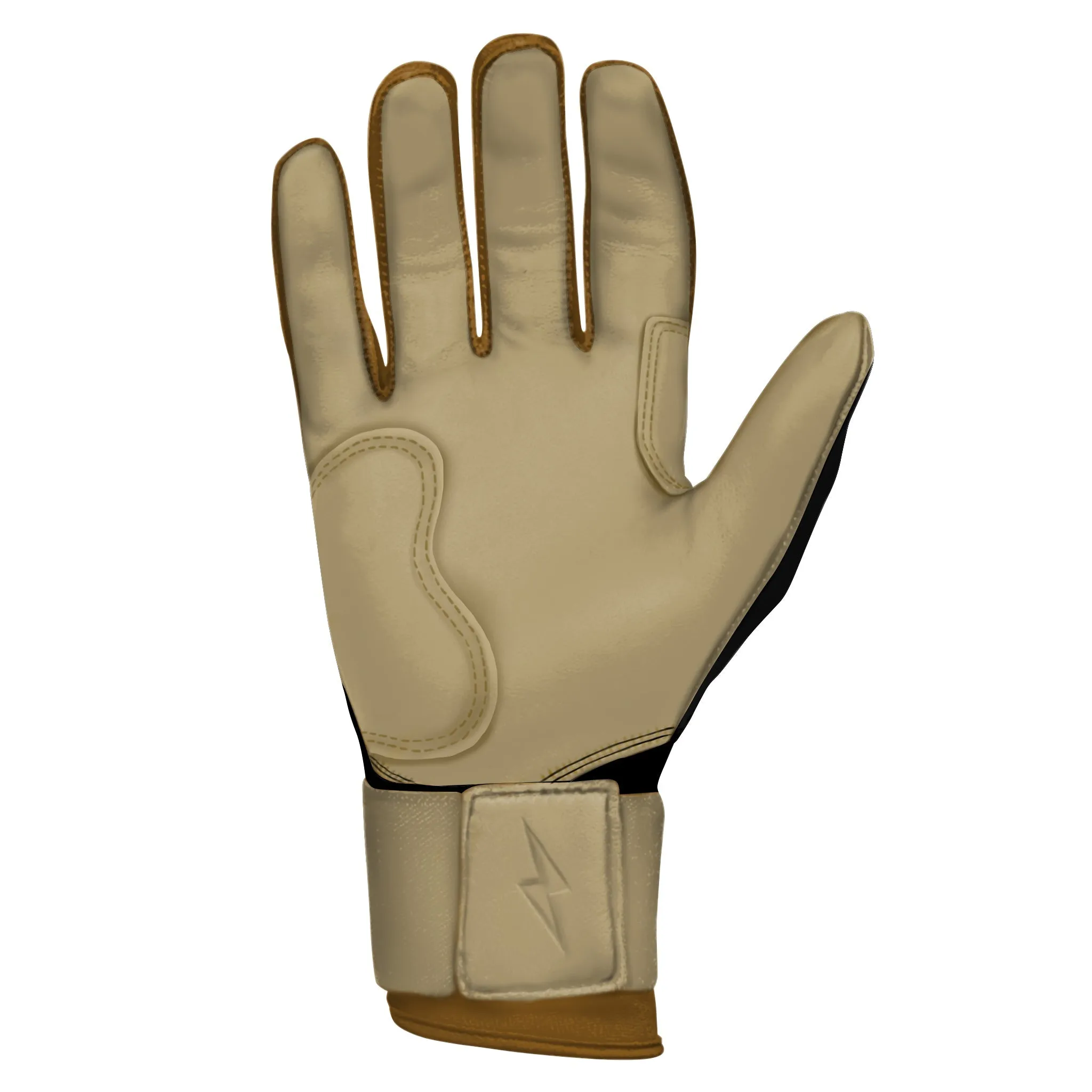 PREMIUM PRO GOLD SERIES Long Cuff Batting Gloves - Gold BLACK