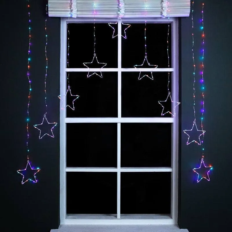 Rainbow Christmas Star Curtain Lights - 1.2m