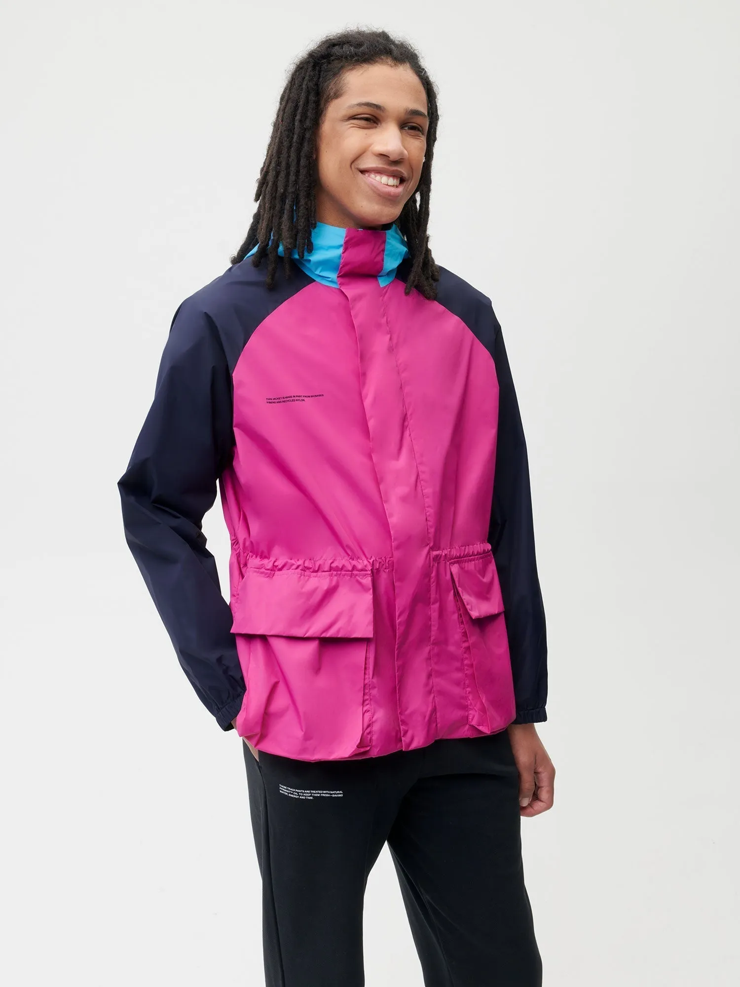 Recycled Nylon Color Block Jacket—foxglove pink