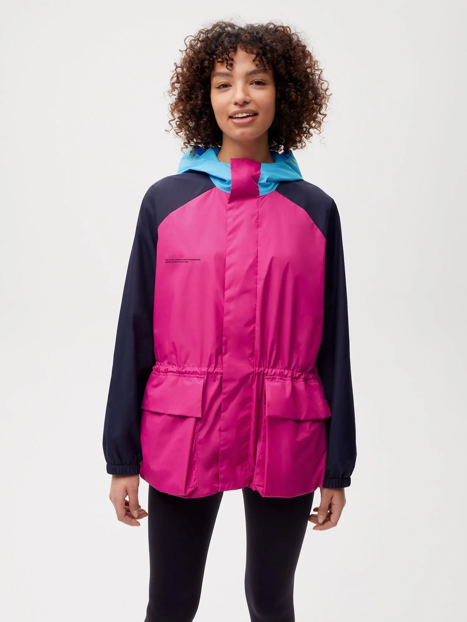 Recycled Nylon Color Block Jacket—foxglove pink