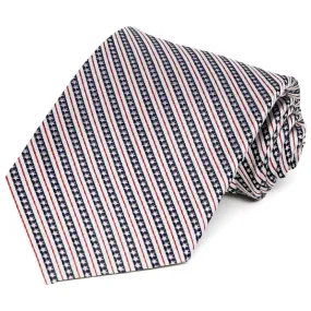 Red, White and Navy Blue Americana Striped Silk Necktie