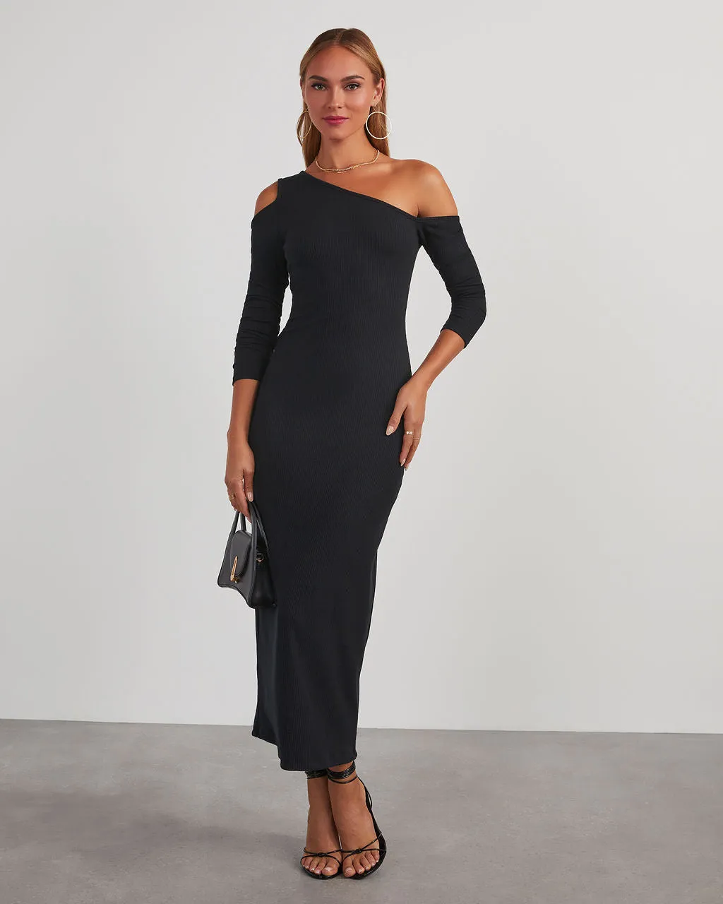 Regina Cutout One Shoulder Knit Midi Dress